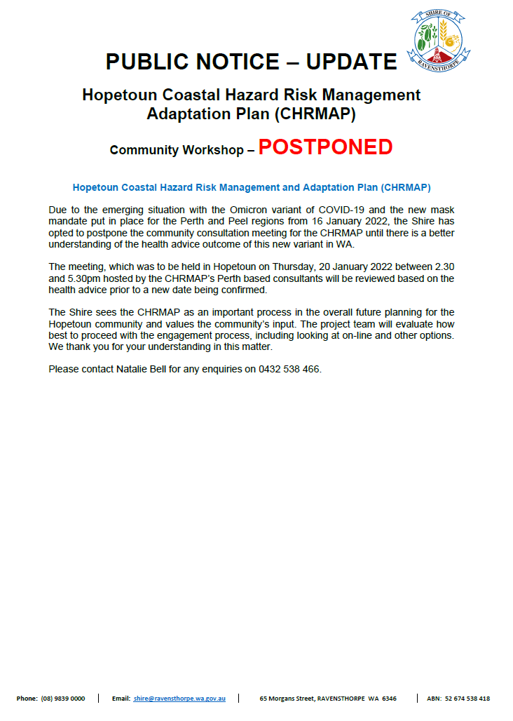 CHRMAP Postponed