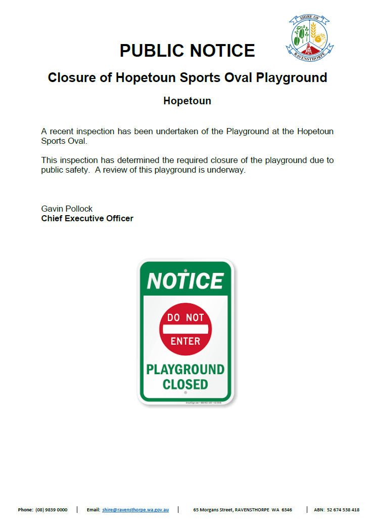 Closure of Playground